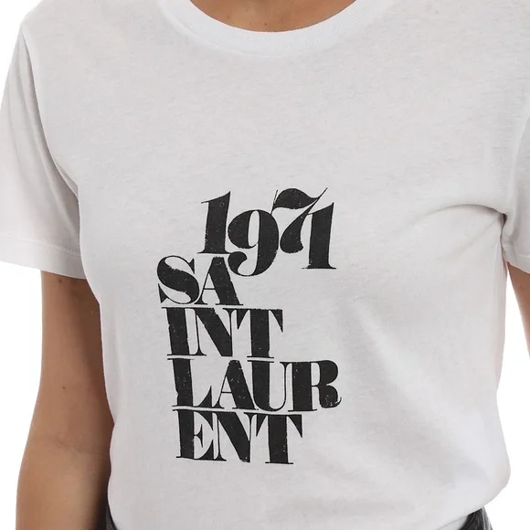 Saint Laurent | Tops | Saint Laurent Logo 971 Black White Tshirt M 